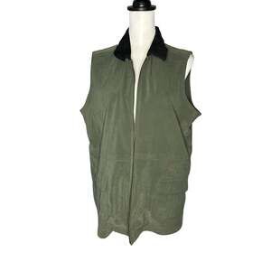 Denim & Co Olive Green and Black Vest Large